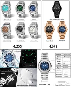 Reloj de Pulsera para Hombre, Resistente al Agua, de Acero Inoxidable, con Movimiento de Cuarzo, Función Luminosa, Venta al Por Mayor OEM - Product Image 6