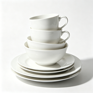 Assiettes en céramique blanches brillantes à bord ondulé, <span class=keywords><strong>grande</strong></span> <span class=keywords><strong>quantité</strong></span>, pour hôtels, restaurants, usage commercial, <span class=keywords><strong>vaisselle</strong></span> en porcelaine - Product Image 4