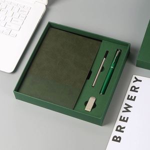 Ensemble cadeau de papeterie de luxe rechargeable A5 personnalisé X810-1, carnets USB, coffret cadeau en cuir pour entreprise, journal avec stylo - Product Image 4