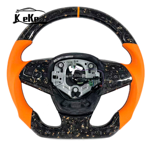 Volante Deportivo Personalizado en Fibra de Carbono Forjada Naranja con Cuero Liso Naranja para <span class=keywords><strong>BMW</strong></span> E60 E61 E62 E63 E64 M5 M6 <span class=keywords><strong>2003</strong></span> - 2010 - Product Image 1
