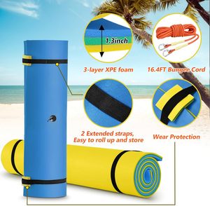 Ctsc 8 'x 4' x 1.3 'nổi lily pad nước Mat 3 lớp chống rách <span class=keywords><strong>XPE</strong></span> bọt 16.4' đàn hồi dây buộc Bungee cho hồ đại dương hồ bơi - Product Image 3