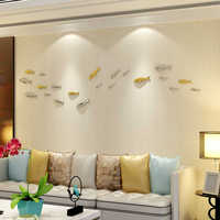 Décoration murale intérieure : Sculpture de groupe de poissons, école de poissons polie miroir, décoration murale 3D pour hall d'hôtel