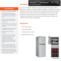 Système d'alimentation CC autonome pour télécommunications Vertiv 48V 300A, armoire intérieure, système d'alimentation CC Emerson Netsure 731 C62 avec redresseur R48-3000e3