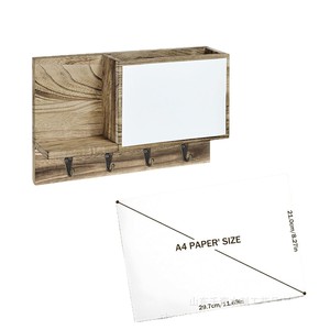 Wooden Wall Mounted Mail And Key Rack With <b>Hooks</b> Storage Organizer For Bedroom Clothes And Miscellaneous Items - Product Image 5