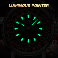 LIGE LG89161 Échantillon Mouvement Quartz Montre Rotative Disque de Jeu Montre Homme Roulette Lumineuse Montre Casino Horloge Mâle Personnalisé OEM