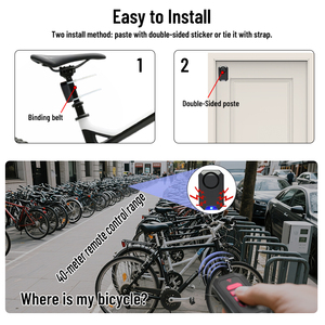 Ipx5 không thấm nước bền Xe Đạp báo động 135dB từ xa không dây SOS xe tìm kiếm chống trộm cảnh báo xe đạp báo động với ánh sáng nhấp nháy - Product Image 2