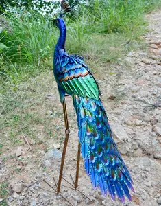 Pintura artística decorativa de pavo real, animales de Metal para jardín