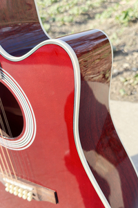 Guitarra electroacústica de 12 cuerdas Aiersi, color rojo brillante, de caoba, con cutaway, para amantes de la música. - Product Image 3