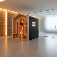 Sauna à vapeur électrique extérieur en bois massif traditionnel Hemelock, avec poêle à bois, pour 3-4 personnes, usage en villa