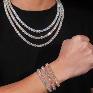 IGI Certified Lab Grown Diamond Man's Tennis <b>Chain</b> 10K 14K 18K Gold 3MM 4MM 5MM D color VVS Man Made Diamond <b>Necklace</b> <b>Chain</b> - Product Image 2