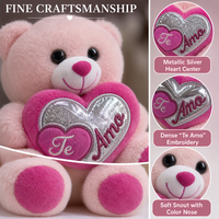 Ours en peluche espagnol Te Amo de 25 cm et 30 cm, cœur argenté métallique, animaux en peluche doux, cadeau de la Saint-Valentin pour petite amie