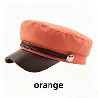 Gorra de Capitán Naval Vintage de Algodón con Decoración de Cuerda Trenzada, Visera de Cuero PU, Botón Metálico, Gorra Plana Estilo Newsboy Unisex para las Cuatro Estaciones