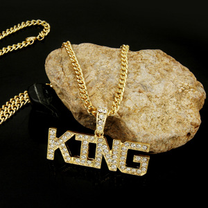 Collana Hip Hop <span class=keywords><strong>Rock</strong></span> Punk Placcata Oro con Catena Cubana, Diamanti, Dollaro, Boss, Regina, Croce, Pistola, Cuore, Re, Leone, per Donna e Uomo - Product Image 5