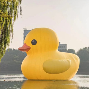 Tùy chỉnh Inflatable Logo Đảng quảng cáo phim hoạt hình màu vàng vịt PVC không thấm nước linh vật trang trí - Product Image 2
