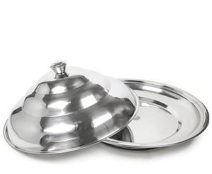 Plateau de service moderne en acier inoxydable avec couvercle en dôme pour la restauration à domicile et le service des aliments - Product Image 4