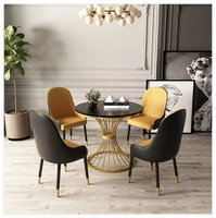 Ensemble de table et de chaises transformables de luxe pour salon, utilisation en réception commerciale, design moderne rond et petit