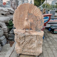 Sculpture de paon debout en marbre blanc, statue d'animal en pierre naturelle de luxe pour la décoration de jardin extérieur de grande taille HADUN