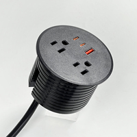 Station de bureau multi-ports PD65W PD45W PD35W à encastrer pour trous ronds de 3 pouces, prise de courant pour salle de conférence