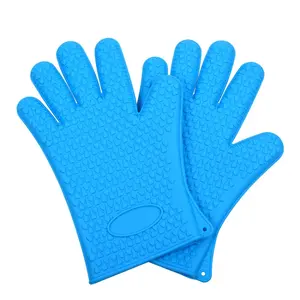 High Quality Heat Protective Silicone Oven Glove oven mitts Grill Glove and Anti-slip Waterproof BBQ Gloves