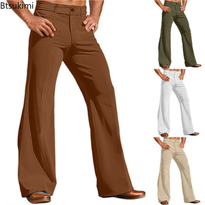 Nuovi <span class=keywords><strong>Pantaloni</strong></span> Eleganti da <span class=keywords><strong>Uomo</strong></span> <span class=keywords><strong>in</strong></span> Corduroy Tinta Unita, Modello Svasato, Casual con Tasche, Comodi per Business, Uso Quotidiano e Vacanze, Stile Moderno - Product Image 1