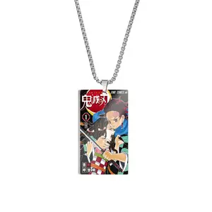 28 style Kimetsu No Yaiba Tanjiro Necklace Anime Hanafuda Dangle Earring Demon Slayer Cosplay Gifts for Men Women and Girls Boys