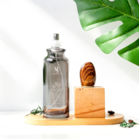 Flacon vaporisateur de parfum en verre gris vide de 80 ml, série pétales de fleurs, contenants cosmétiques scellés