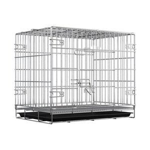 Resistente in acciaio inox Pet gabbia 2 porte in filo di metallo cuccia pieghevole trasportino per cani gatti e uccelli - Product Image 6
