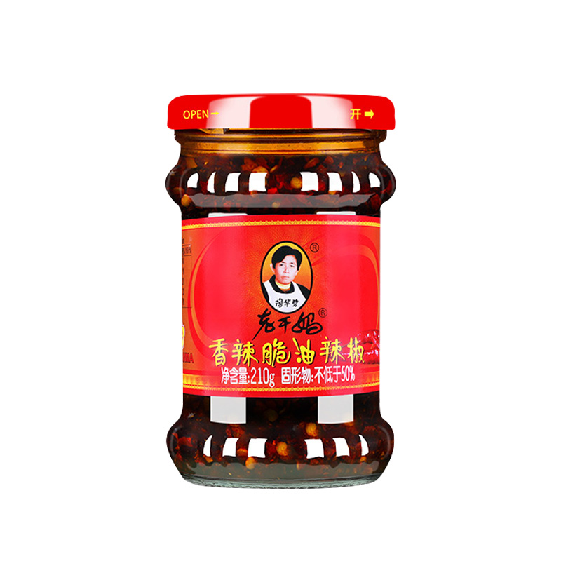 Commercio all'ingrosso cinese delizioso Tao Huabi Lao Gan Ma salsa di fagioli neri 210g olio di peperoncino croccante