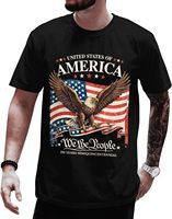 T-shirt à manches courtes en coton 100% pour homme, motif rouge, blanc et bleu, 4 juillet, col rond personnalisé, tee-shirt patriotique pour la fête de l'indépendance