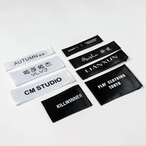 Custom Wasbare Naaien Zijde Stof Geweven Labels Garment Custom Belangrijkste Satijnen Label Voor Kleding