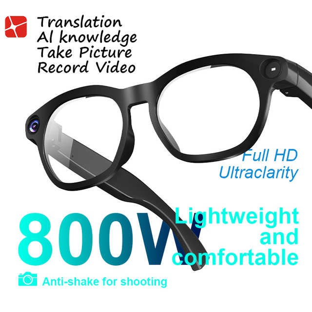 Innovative AI Smart Glasses 8MP Camera Video Recording Glasses with ChatGPT Real-time Translation and Audio Call