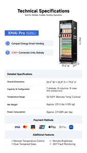 Distributeur automatique intelligent XMAI AI Vision 520L avec double porte vitrée, <span class=keywords><strong>paiement</strong></span> sans espèces, compatible 5G et surveillance à distance pour boissons et <span class=keywords><strong>en</strong></span>-cas - Product Image 4