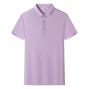 Polo uni en polyester à manches courtes, pour le travail et le quotidien, violet - Product Image 1