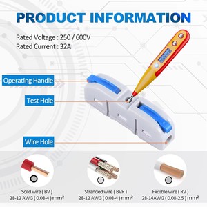 Conectores de Palanca para Cables, Kit de Empalme Eléctrico de Conexión Rápida para Terminales Compactos <span class=keywords><strong>en</strong></span> Línea - 28-12 AWG, 1 Entrada 1 Salida - Product Image 2