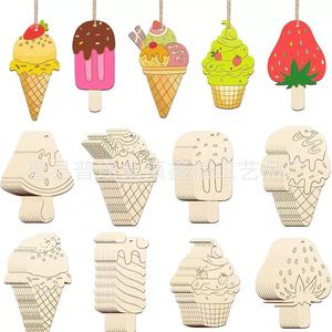 Ornements suspendus en bois, couleur naturelle, peints à la main, décorations de sapin de Noël multicolores pour cadeau de Noël - Product Image 5