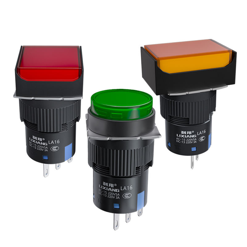 16mm Brass Illuminated Momentary Square Head Mechanical 1NO1NC Push Button Switch (LA16) IP40 660V 10A Screw Terminal
