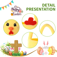 Nouveau Panier de Pâques en Chenille Polyester Fait Main Motif Poulet de Dessin Animé 2025, 16x16x17cm, Décoration Cadeau pour Réunions Familiales et Célébrations
