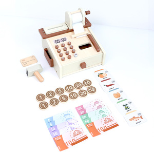 <span class=keywords><strong>Caisse</strong></span> <span class=keywords><strong>enregistreuse</strong></span> en bois naturel non toxique, sans bavures, certifiée CPC CE, pour enfants et tout-petits, jeu de simulation éducatif - Product Image 5