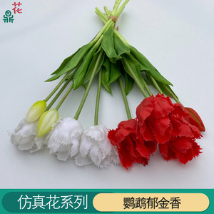 Fleurs artificielles en soie Parrot Tulip, style naturel fait main, accessoires de photographie, décoration intérieure - Product Image 4