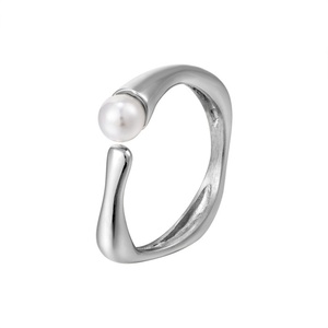 Wholesale Open Cuff square Shaped Gold Plated <b>Rings</b> Stainless Steel Pearl <b>Ring</b> - Product Image 4