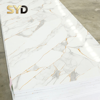 Panel de Pared de PVC con Diseño de Mármol 5D UV de Lujo, Acabado Brillante con Líneas Doradas en Relieve, para Decoración de Paredes y TV