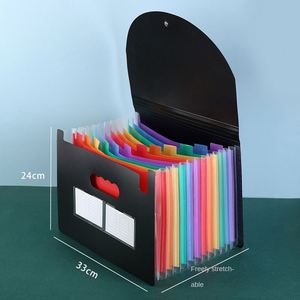 Organisateur de dossiers accordéon extensible en plastique noir personnalisé, format A4/Letter, avec bandes élastiques, grande capacité de rangement - Product Image 1
