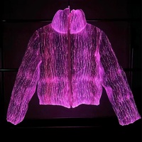 Doudoune en tissu unisexe Rechargeable à LED, nouvelle technologie, mode chaude, Fiber optique lumineuse, manteaux