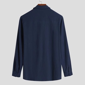 Il puro cotone da uomo estivo impedisce il crogiolo In camicia Casual Vintage Slim Shirt In cotone e lino a maniche lunghe - Product Image 4