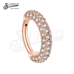 <span class=keywords><strong>SUPERSTAR</strong></span> 316L Edelstahl Klappbarer Segment-Clicker mit Krappenfassung CZ Dreifach-Seitiger Septum-Nasenring Daith Helix Piercing Schmuck - Product Image 4