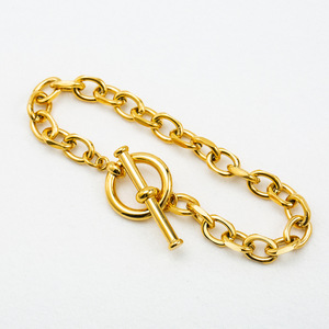 <b>Cross</b> <b>Chain</b> Gold Plated Ot Buckle Bracelet Unisex Fashion Jewelry Geometric Design - Product Image 2