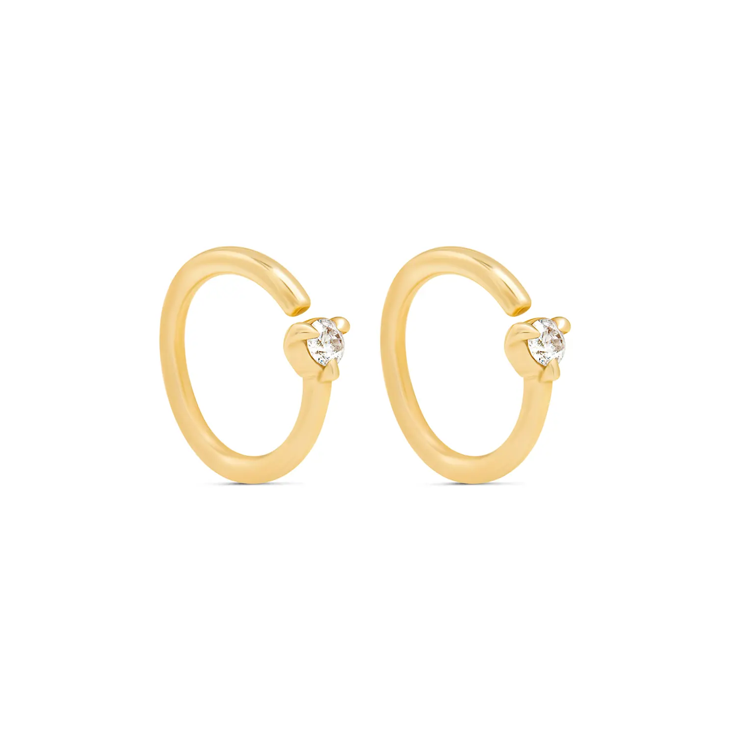 VLOVE Jewelry Customization 14k & 18k Solid Gold Jewelry Earrings Fixed Diamond Hoop Earring