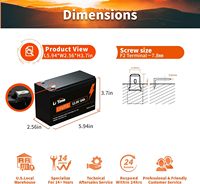 Batterie au lithium LiFePO4 12V 6Ah étanche IP65 76,8Wh avec plus de 4000 cycles pour détecteurs de poissons, lampes LED et appareils portables