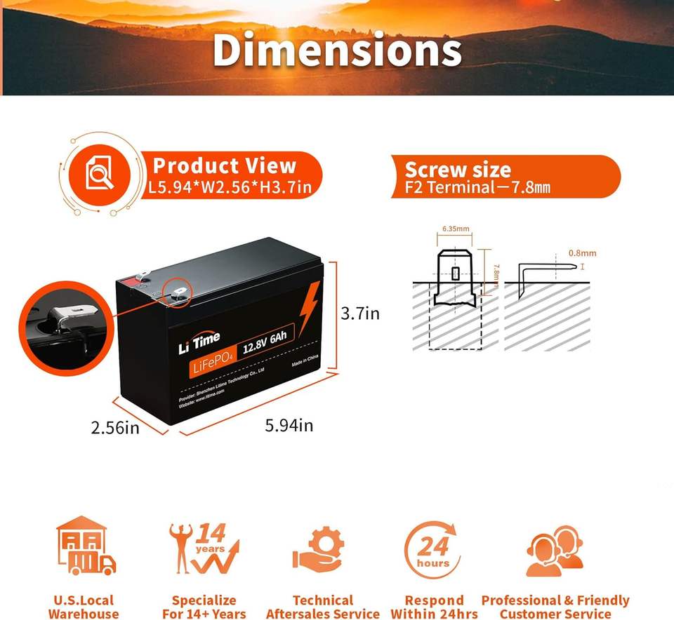 12V 6Ah LiFePO4 Lithium Battery IP65 Waterproof 76.8Wh with 4000+ Cycles for Fish Finders LED Lights Portable Devices
