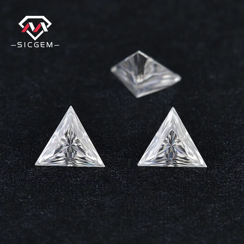 SICGEM 0.1CT to 3CT VVS Moissanite Stone White D Color Triangle Cut I J H Quality Lab Diamond Loose Gemstone with Certificate